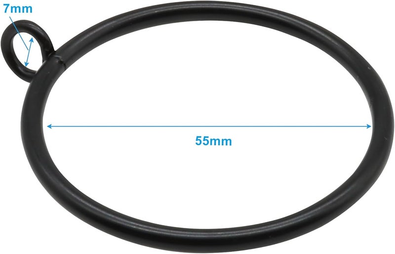 Bivethoi 28 Pack Metal Curtain Rings, with Eyelets Curtain Rings 2 Inch Inner Diameter Drapery Rings, Black Curtain Rings for Curtain Rods - Image 3